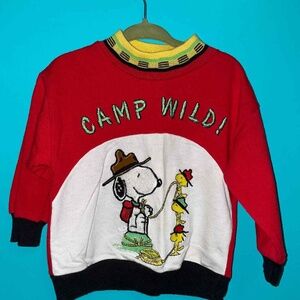 Vintage Camp World Snoopy Peanuts Toddler Sweatshirt 2T made in USA Embroidered